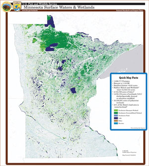 Map of Minnesota surface waters and wetlands