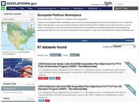 geoplatform.gov Marketplace web page.